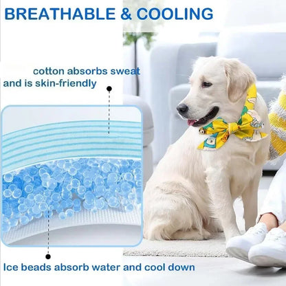 1-20PCS Summer Pet Cooling Scarf for Cats Dogs Ice Collar Cartoon Design Breathable Heat Relief Outdoor Travel Accessory